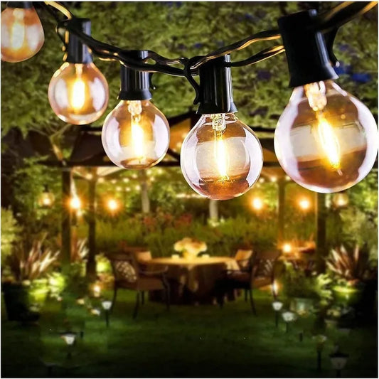 LED Outdoor Light String 64FT G40 Garden Terrace Outdoor Ball Light String Warm White with 30 LED, Suitable for Indoor and Outdoor Decoration Wedding Backyard Terrace Cafe Garden Party Decoration