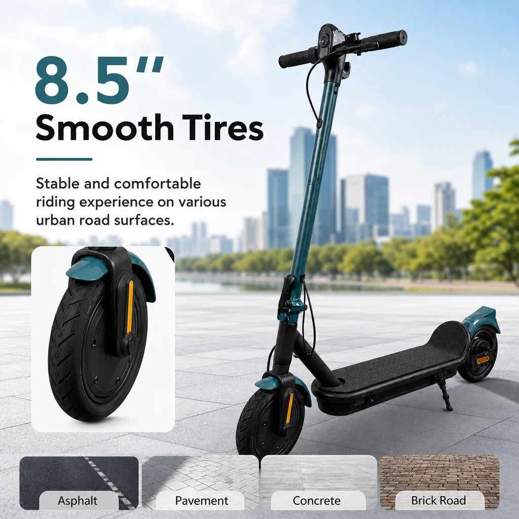 350W Adult Electric Scooter 25km/h, 36V 5Ah Battery, 8.5" Tires, Lightweight Foldable Commuter E-Scooter with Smart LED Display, Anti-Slip Deck & Full Fenders, Portable for Urban Travel
