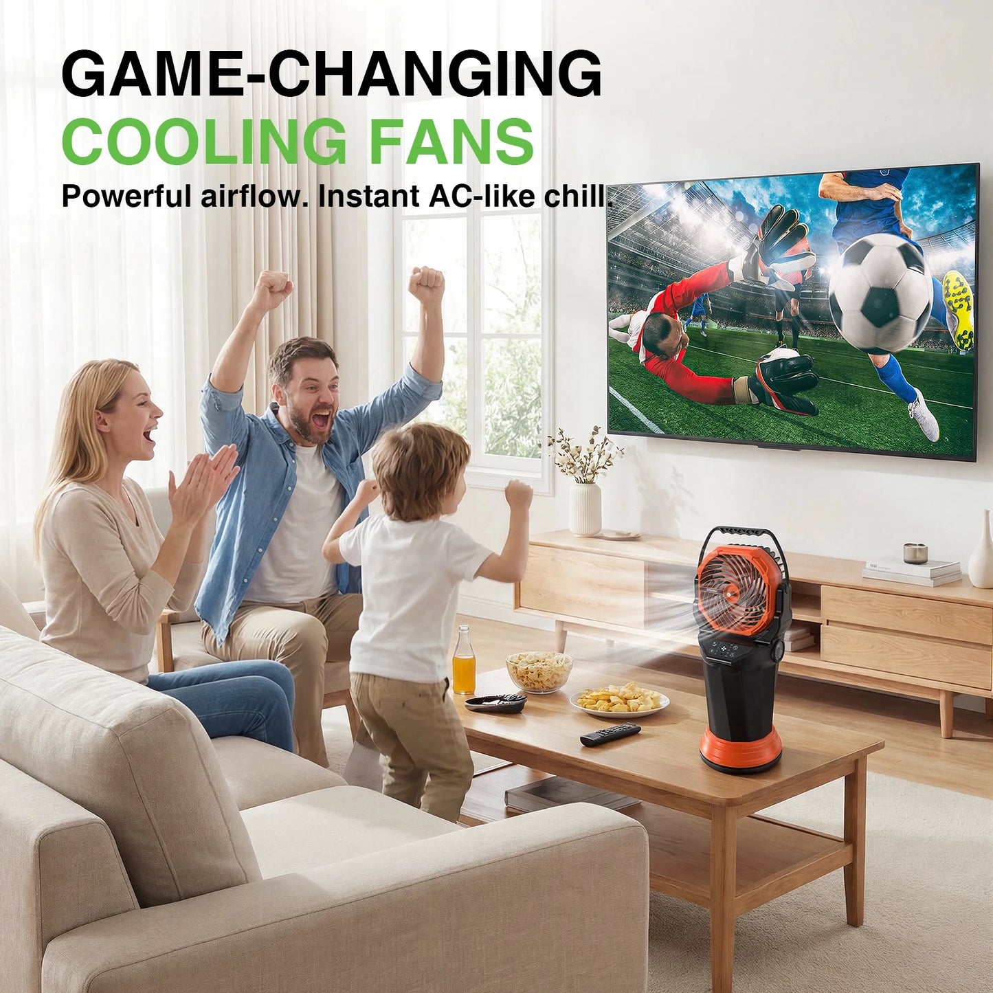 TaskStar Portable Misting Fan 33000mAh Large Rechargeable Battery Powered Outdoor Cooling Fan with Remote Control&2L Tank, Grip Handle Camping Fan with Ambient Lighting, 120° Auto-Oscillation, Timer Function