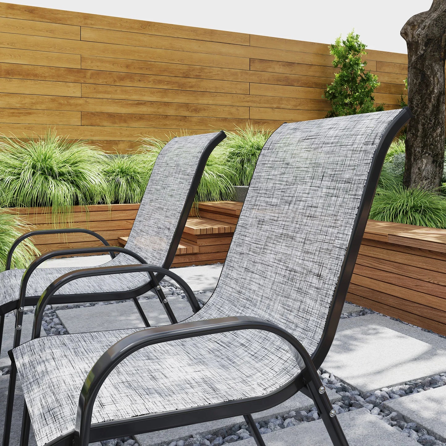 Outsunny Outdoor Stackable Patio Dining Chairs Set