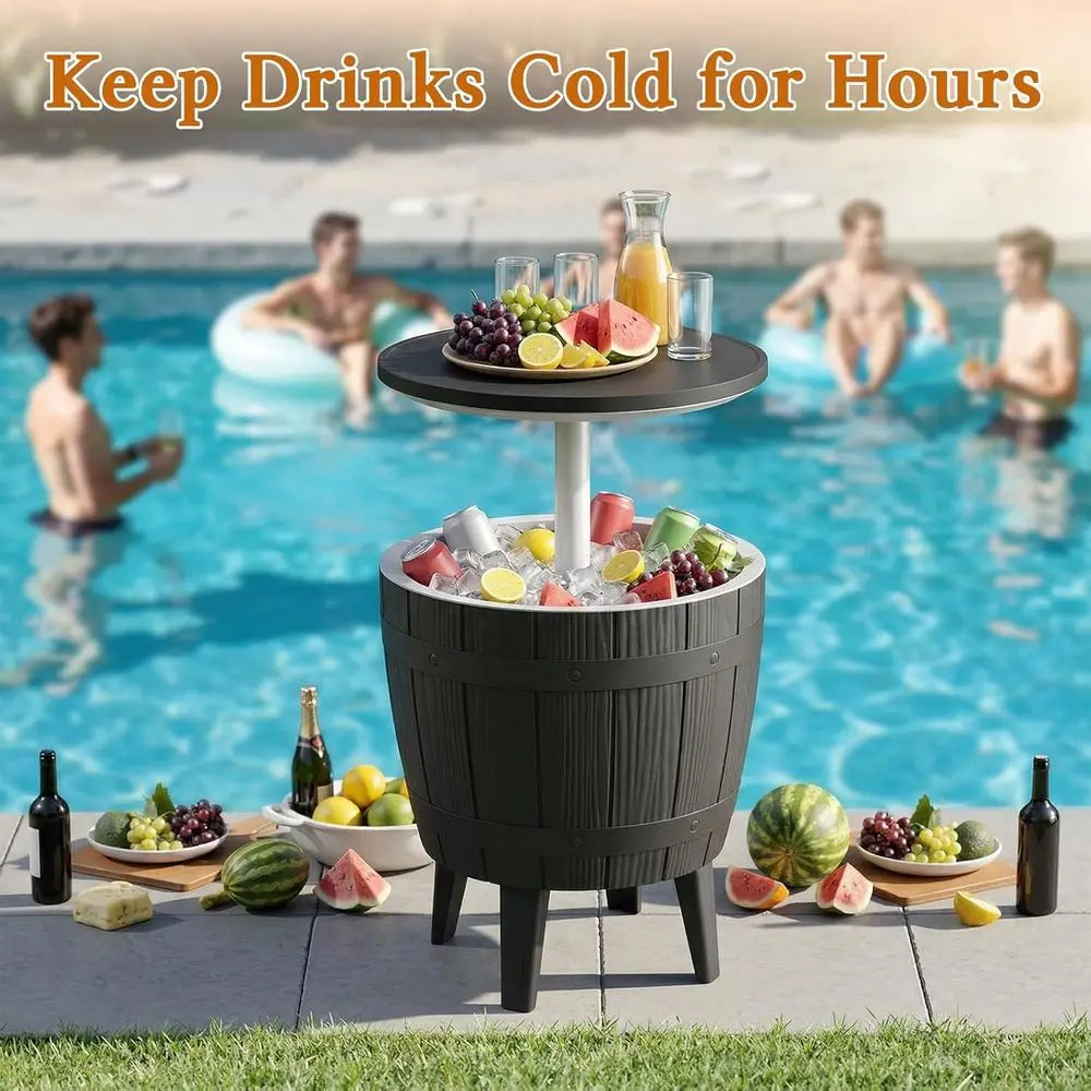 Portable 9.8 Gallon Cooler Side Table with Legs, Durable and UV-Resistant, Ideal for Outdoor and Indoor Use, Perfect for Camping