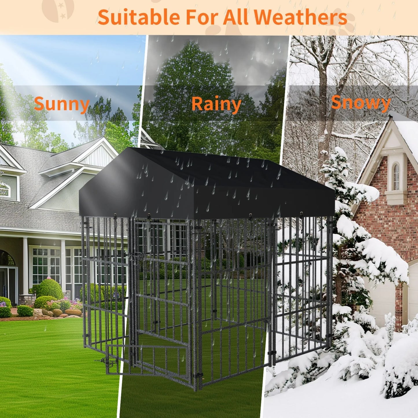 Outdoor Metal Dog Kennel With Secure Roof And Reliable Barrier System