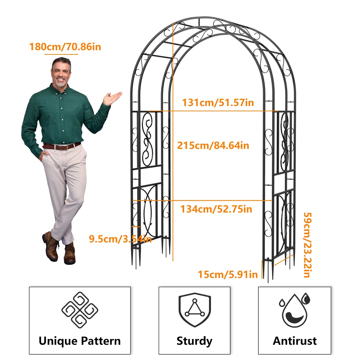 Heavy Duty Iron Garden Arbor Trellis For Climbing Plants