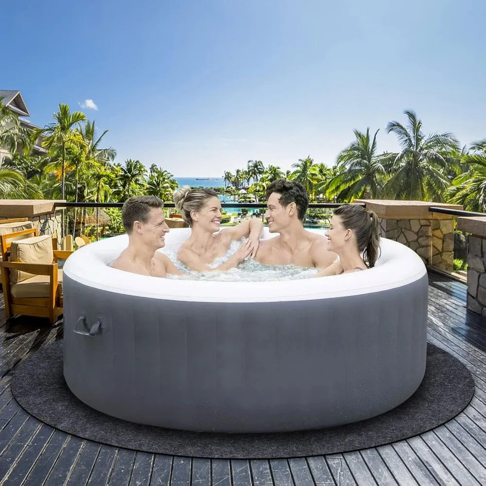 Large Round Inflatable Hot Tub Mat Waterproof Non Slip Absorbent Floor Protector for Indoor Outdoor Spa Pool Base