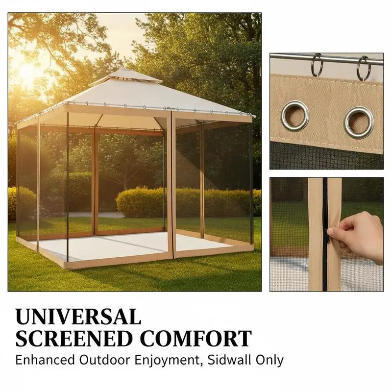 302 x 207cm Universal Replacement Mesh Sidewall Netting for Gazebos and Canopy Tents, (Sidewall Only) Beige