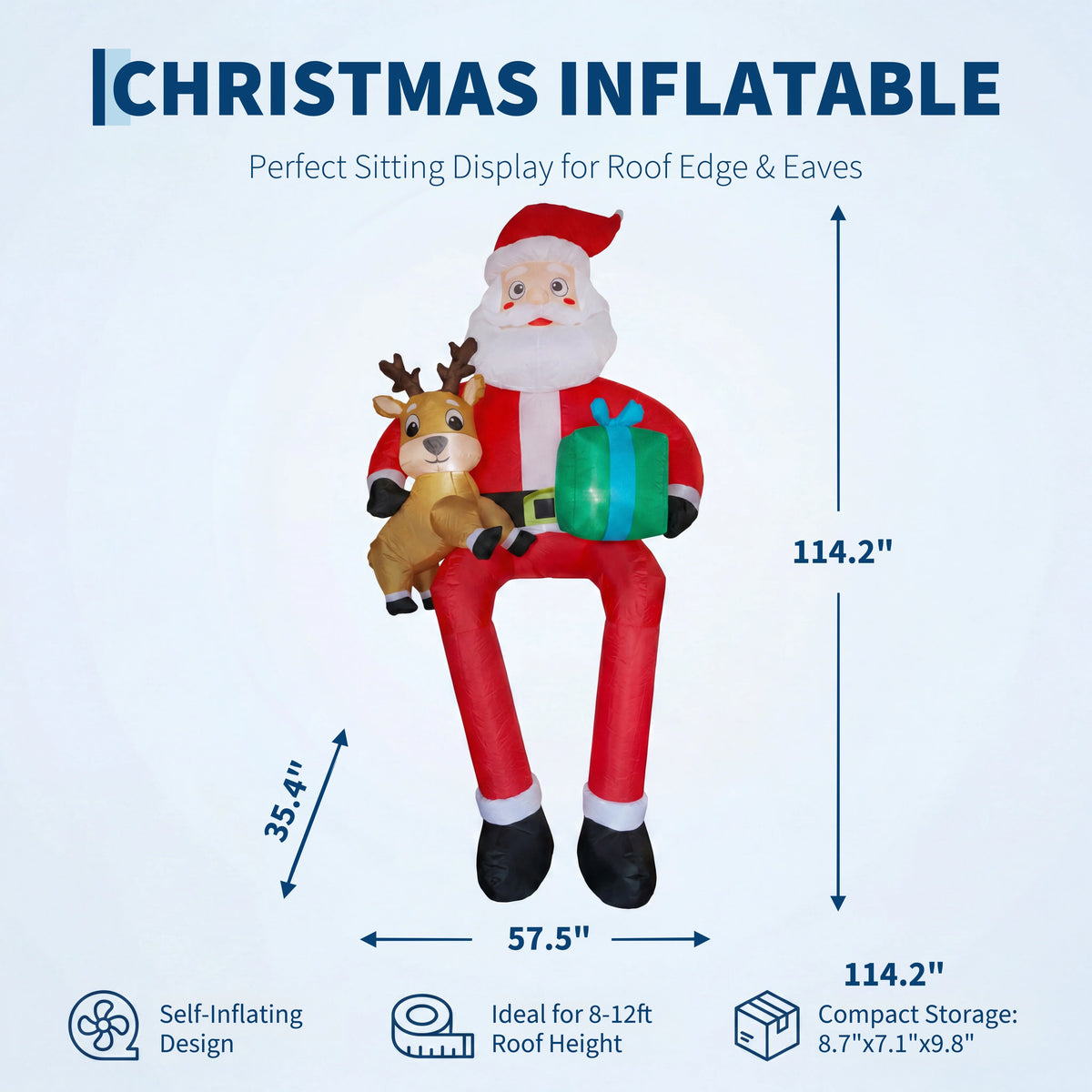 Lighted Christmas Inflatable Santa With Reindeer Outdoor Yard Display