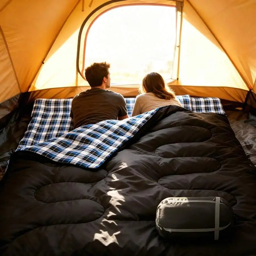 [Camping Sleeping Bag] Double Sleeping Bag For Adults With 2 Pillows 2 Person Sleeping Bags Camping XXL Queen Size Two Person Sl