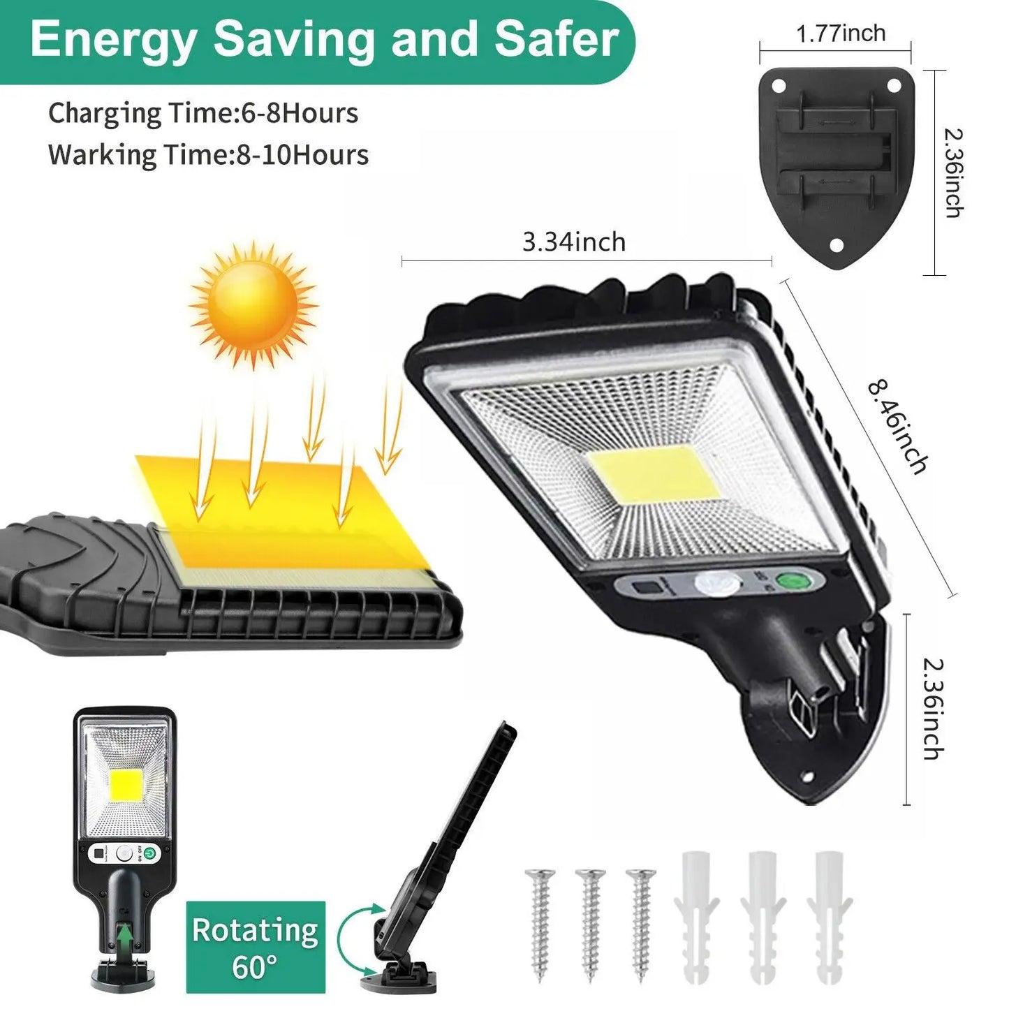 2 Pack 1200W Solar LED Wall Lights, Motion Sensor Outdoor Solar Flood Lights with 3 Lighting Modes, Waterproof Security Lamp for Garden Patio Yard