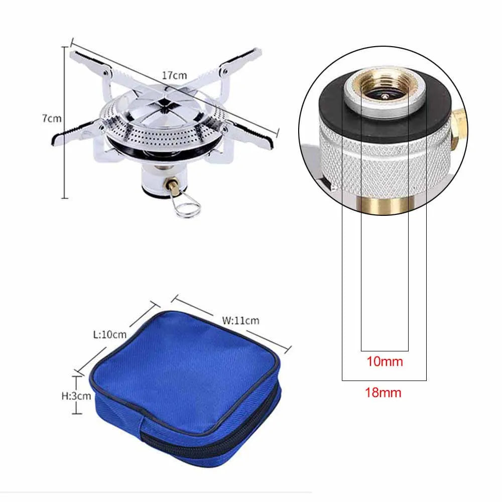 Portable Windproof Camping Gas Stove Foldable Backpack Electronic Stove Head for Outdoor Cooking Picnic Hiking Mountaineering