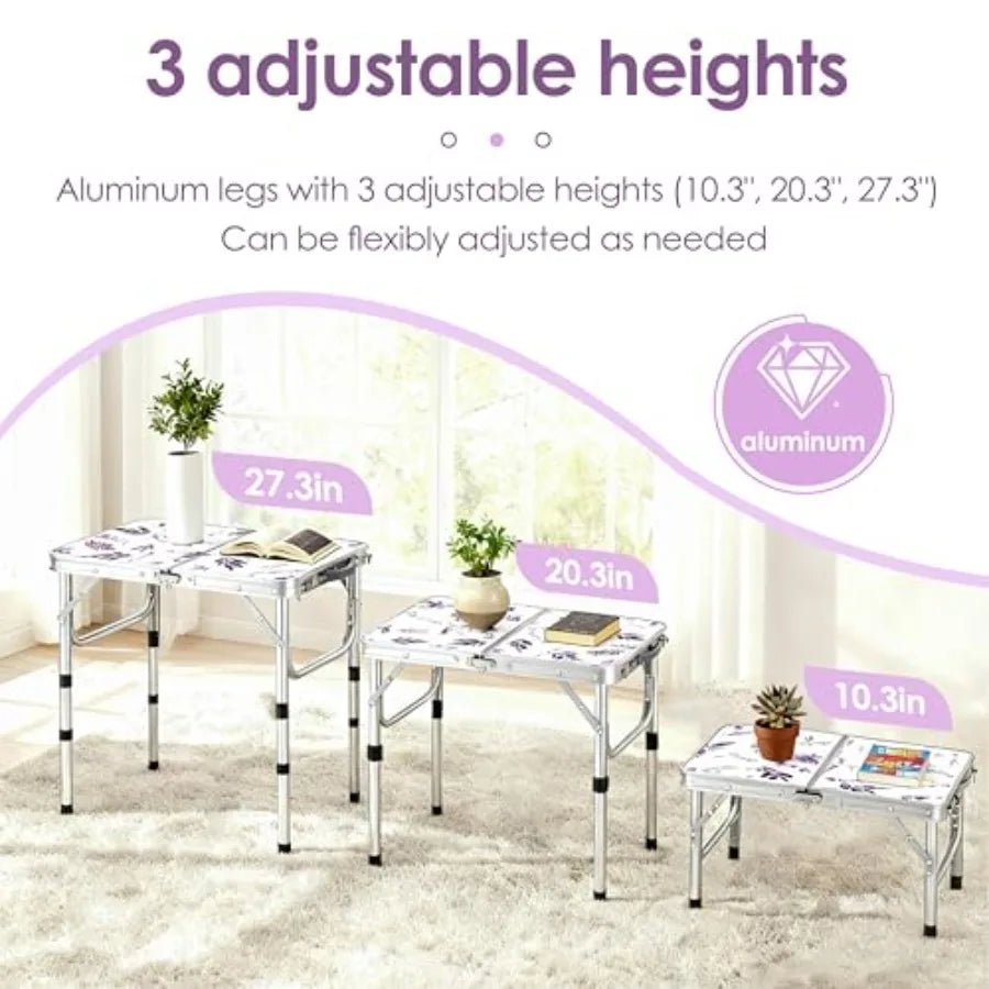 Folding TV Trays Foldable Dinner Tray Table Adjustable Height Food Snack Eating Couch Side Table Sturdy Aluminum Portable Sofa
