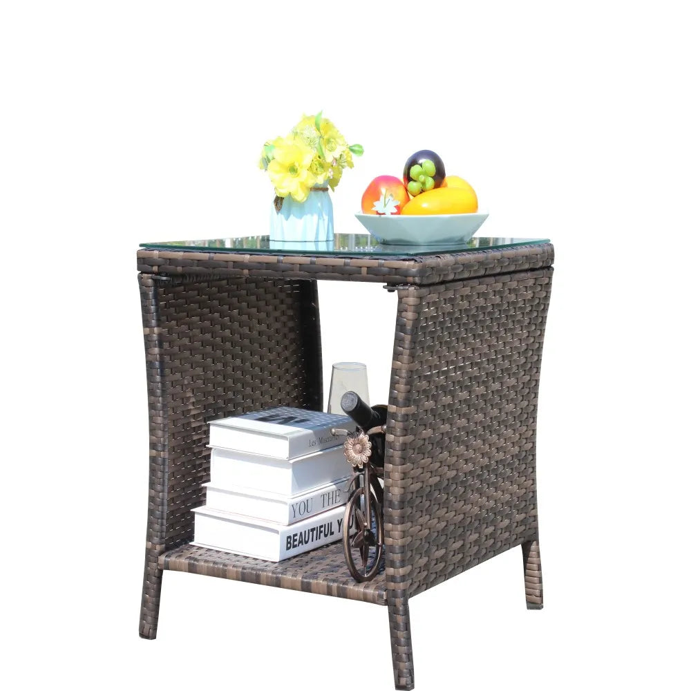 LISM Outdoor Coffee Table In Rattan With Tempered Glass