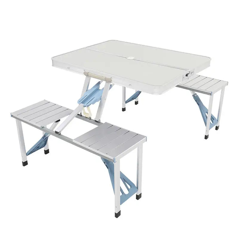 Silver Aluminum Alloy Camping Table and Chair Set, 136*85.5*67cm, 50kg