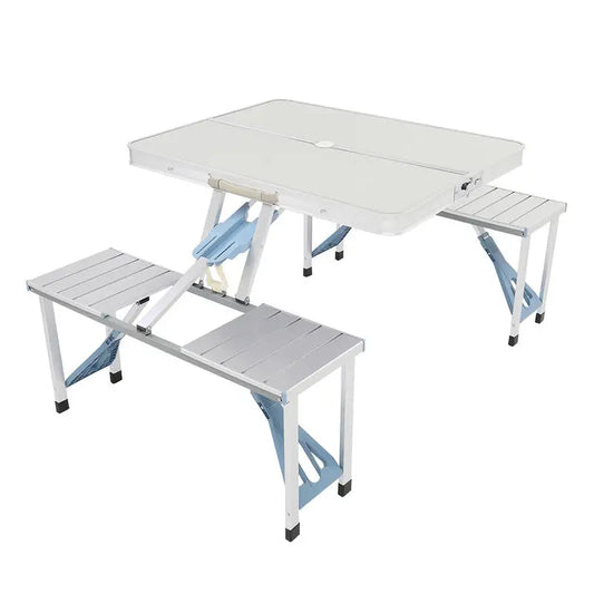 Silver Aluminum Alloy Camping Table and Chair Set, 136*85.5*67cm, 50kg