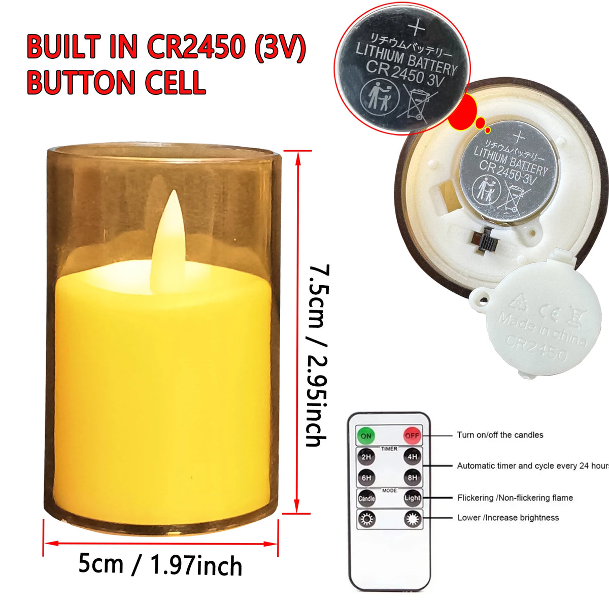 6pcs Flameless Led Electronic Candles Acrylic Glass Christmas Birthday Wedding Atmosphere Decoration Candle Lights