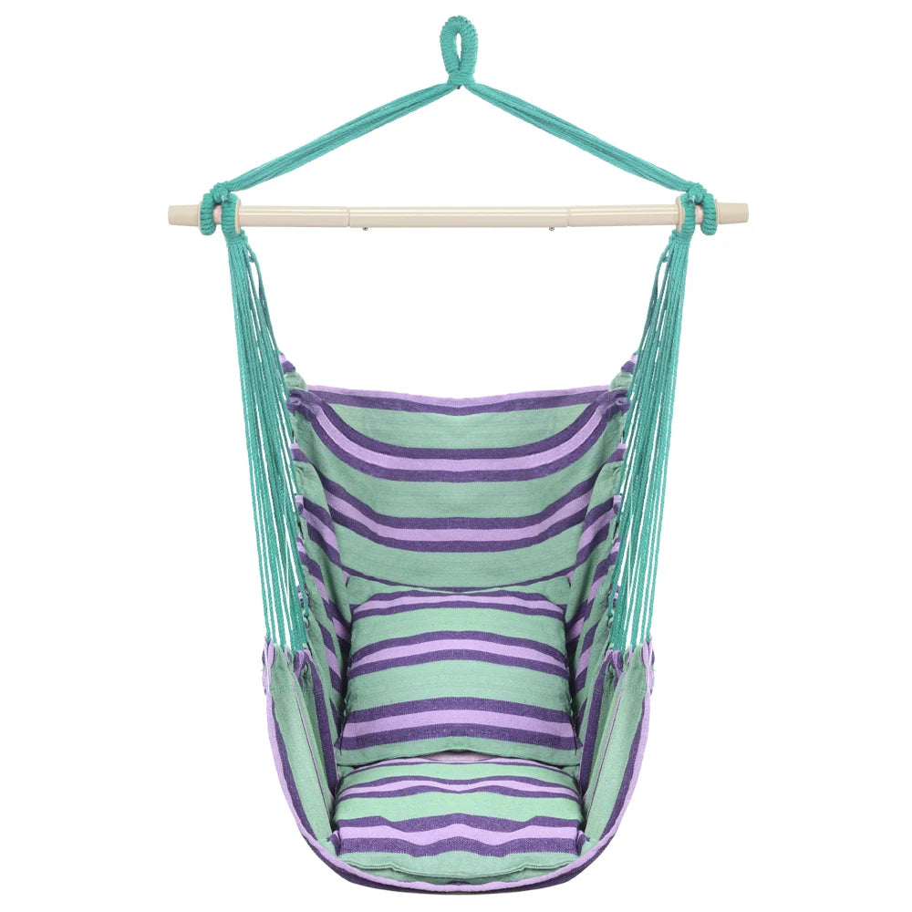 Outdoor Hanging Rope Chair With Cotton Pillows For Patio
