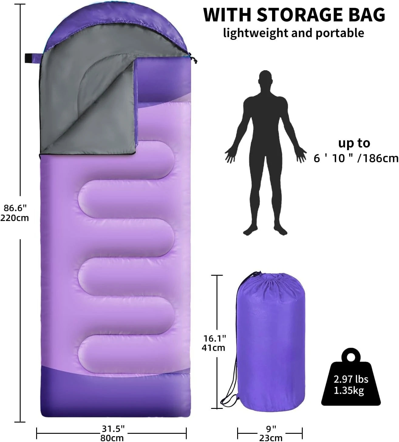 3 Season Light Waterproof Camping Sleeping Bag Fit Adults And Kids Warm Cold Outdoor Conditions Ideal For Hiking Camping Travel Backpacking