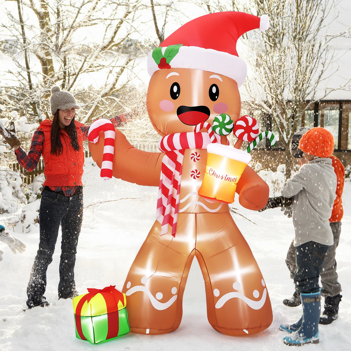 HiMISS Christmas Gingerbread Man Inflatable Outdoor Yard Decor