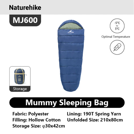 Naturehike Mummy Sleeping Bag MJ300 MJ600 Ultra Winter Warm For Adults