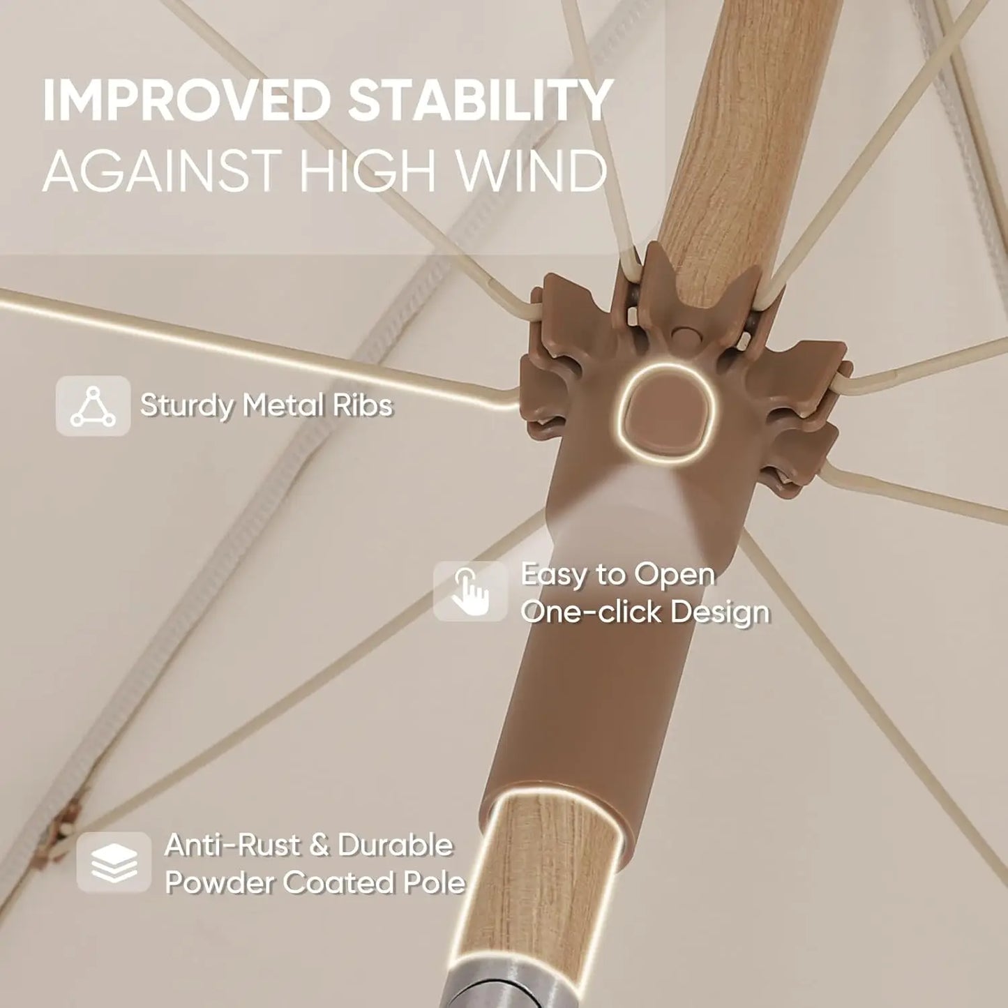 Heavy Duty Beach Umbrella with Sand Anchor, UPF 60+ Aluminum Frame Push Button Tilt for Patio Garden Travel