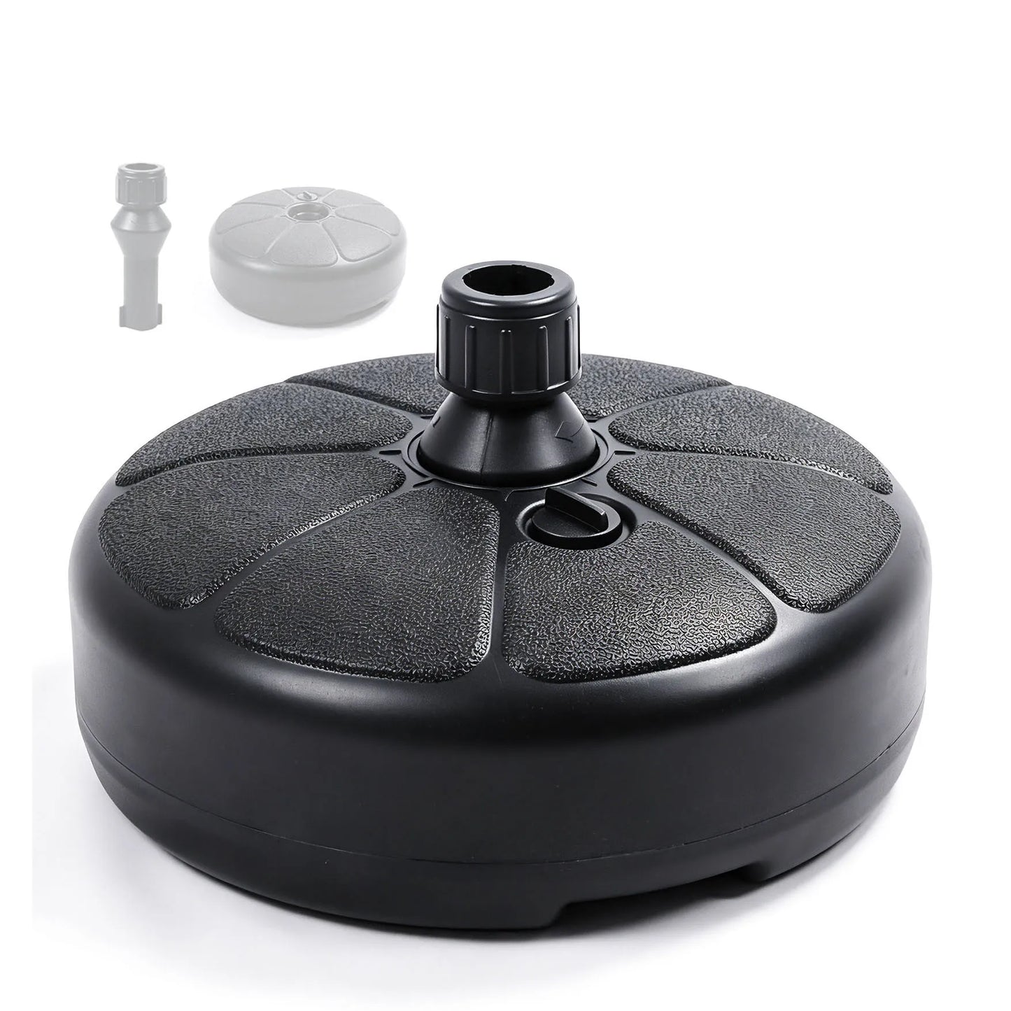 26lbs Fillable Water Sand Umbrella Base Stand, 38CM Round Patio Parasol Base Weight Holder Fit 36mm Outdoor Garden Beach Balcony Market Umbrella Pole, Heavy Duty Anti-Wind Umbrella Stand Base
