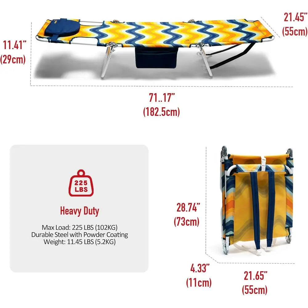 Beach Lounge Chair, Backpack Reclining Beach Chairs Lay lat, Sun ace Down Tanning Chair, olding Camping Chairs Portable Camp Cot