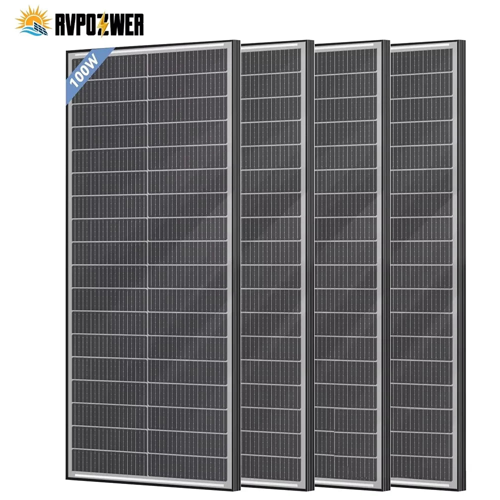Rvpozwer 400W Bifacial Mono Solar Panel High Efficiency Off Grid