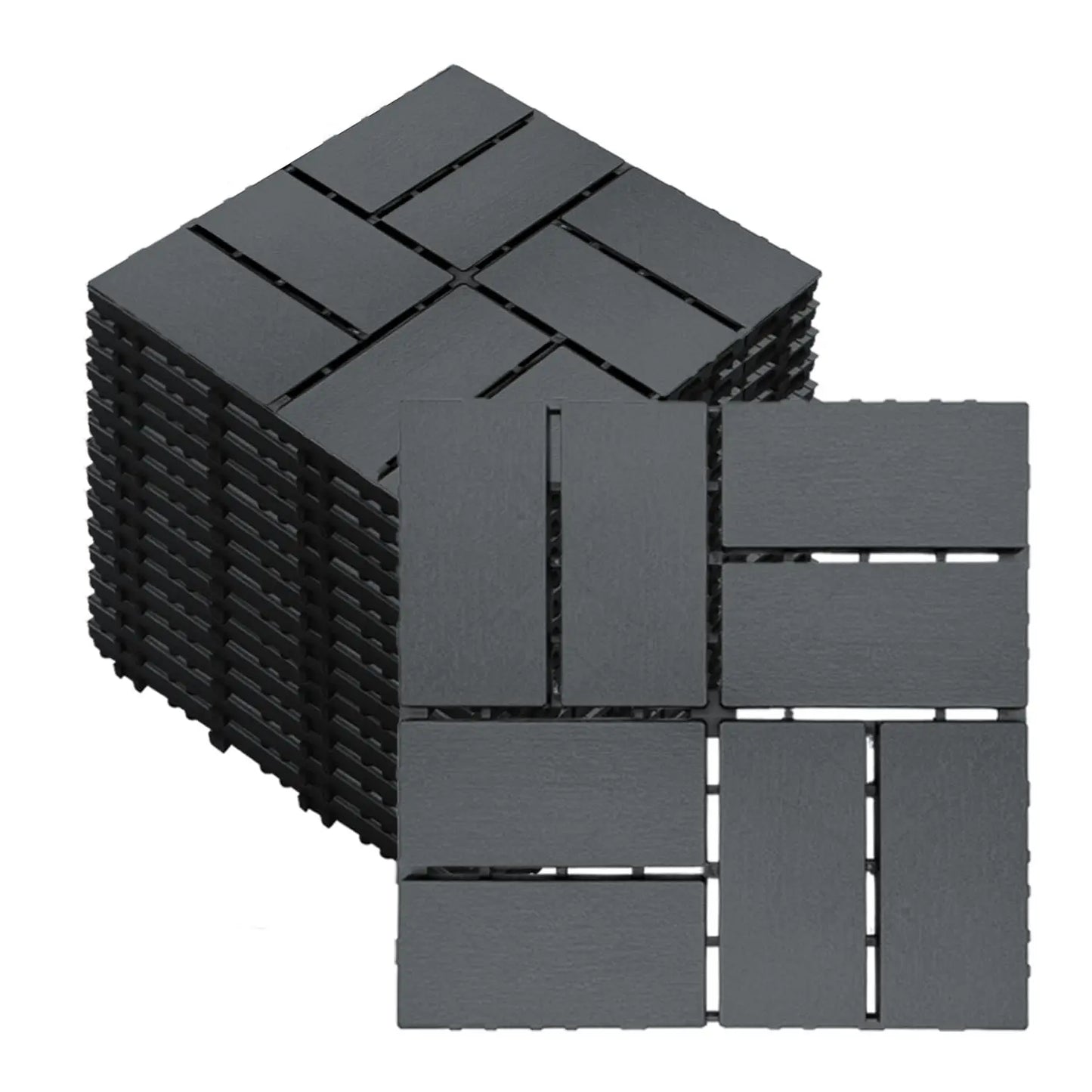 Interlocking Plastic Floor Tiles 44 Piece Pack For Garden Patio Walkway