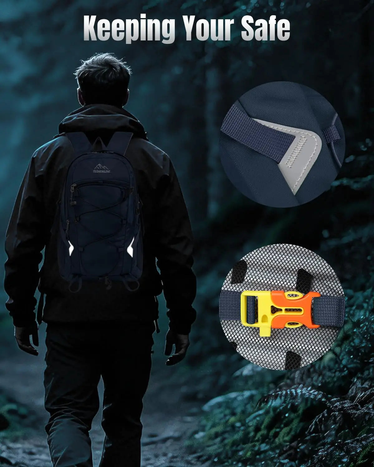 15L Waterproof Lightweight Hiking Backpack With EVA Backpanel Chest Strap For Camping Travel Outdoor