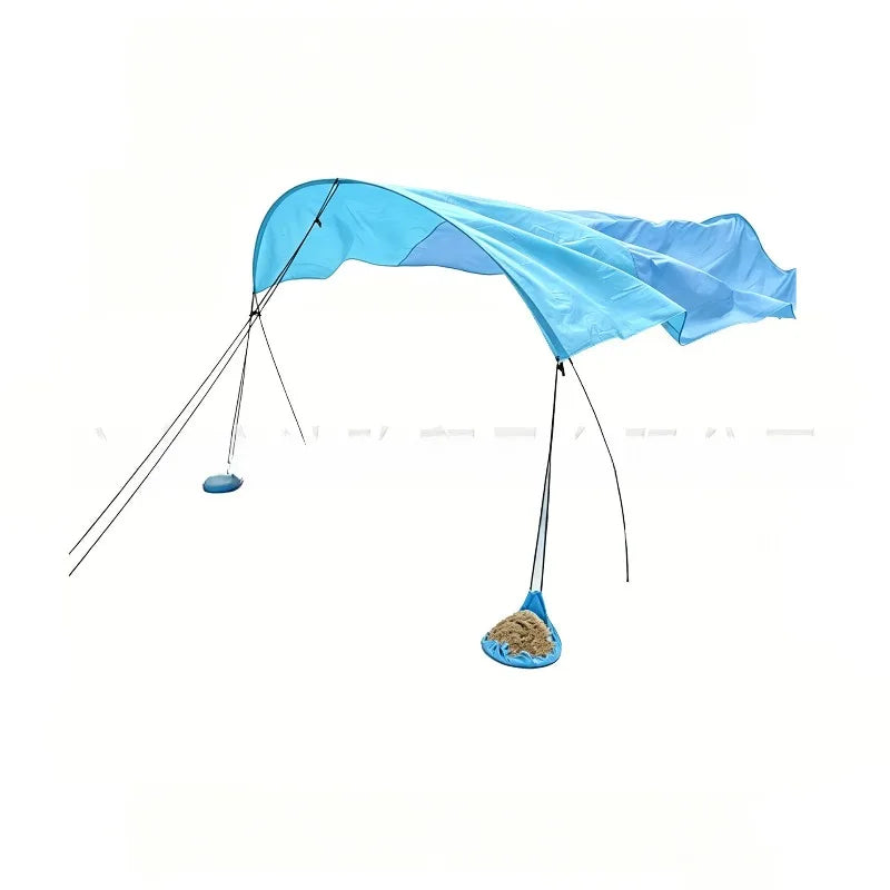 Tool-free Beach Sun Shade Sail Tear-resistant Fabric Sandbag Anchors UV Proof Beach Camping Casual Travelers