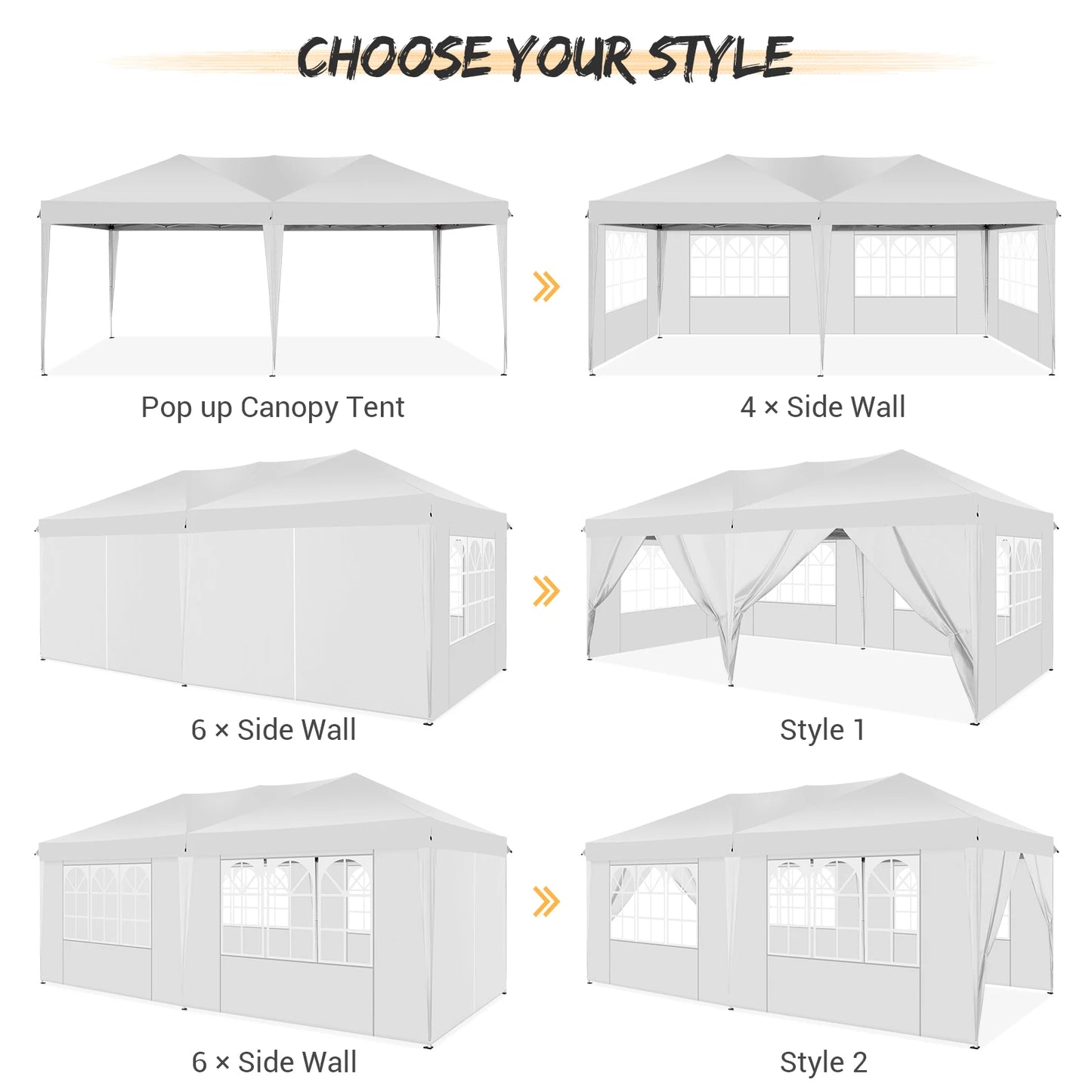 10x20FT Pop Up Canopy Tent with Removable Sidewalls Waterproof Commercial Instant Shelter Outdoor Gazebo Party Tent Protable Canopy Tents for Parties with Carry Bag