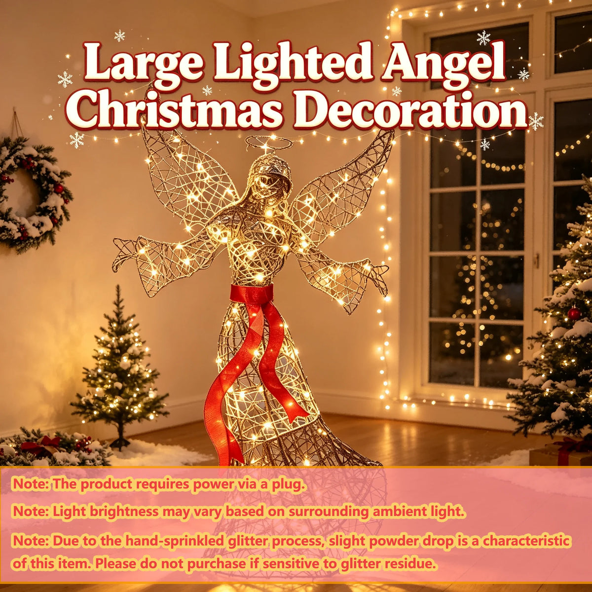 Lighted Angel Christmas Yard Art Metal LED Sculpture