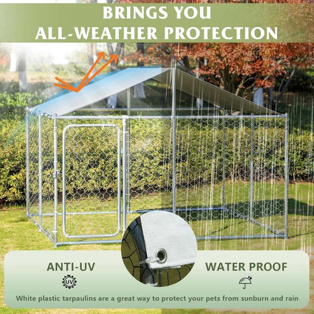 Galvanized Steel Outdoor Dog Kennel For Weatherproof Pet Enclosure