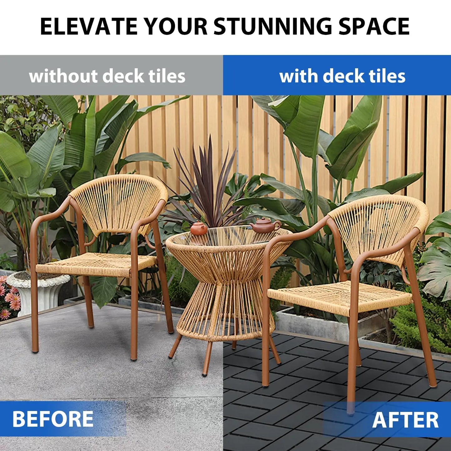 Interlocking Plastic Floor Tiles 44 Piece Pack For Garden Patio Walkway