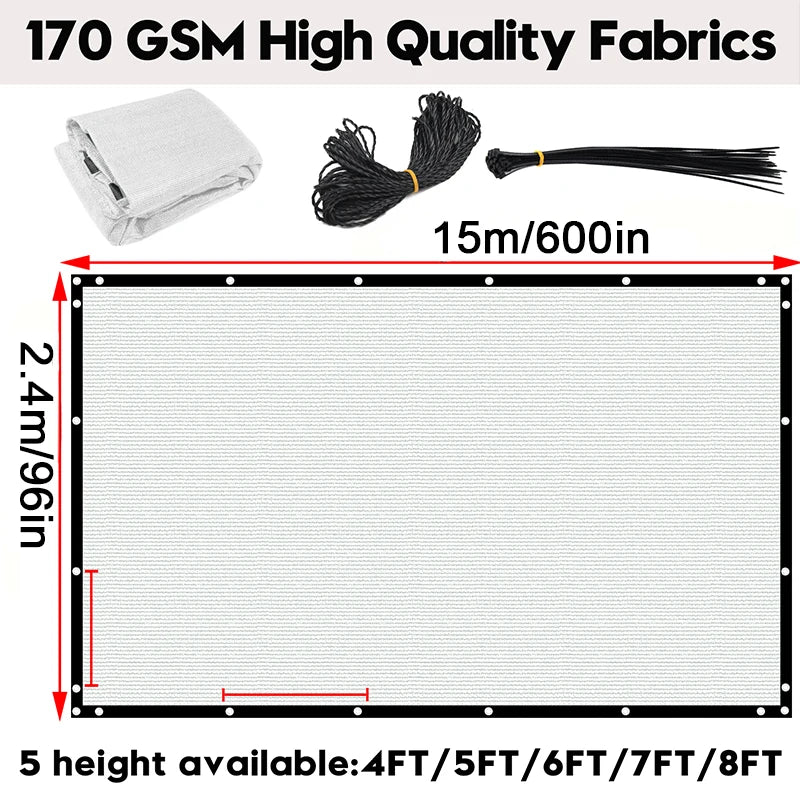 8x50ft Fence Privacy Screen Heavy Duty Windscreen Fence Mesh Fabric Shade Net Cover Garden Wall Backyard Yard Pool