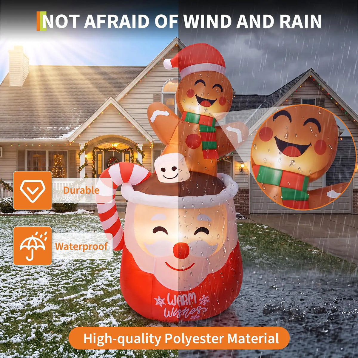 HiMISS Christmas Gingerbread Man Inflatable With LED Lights