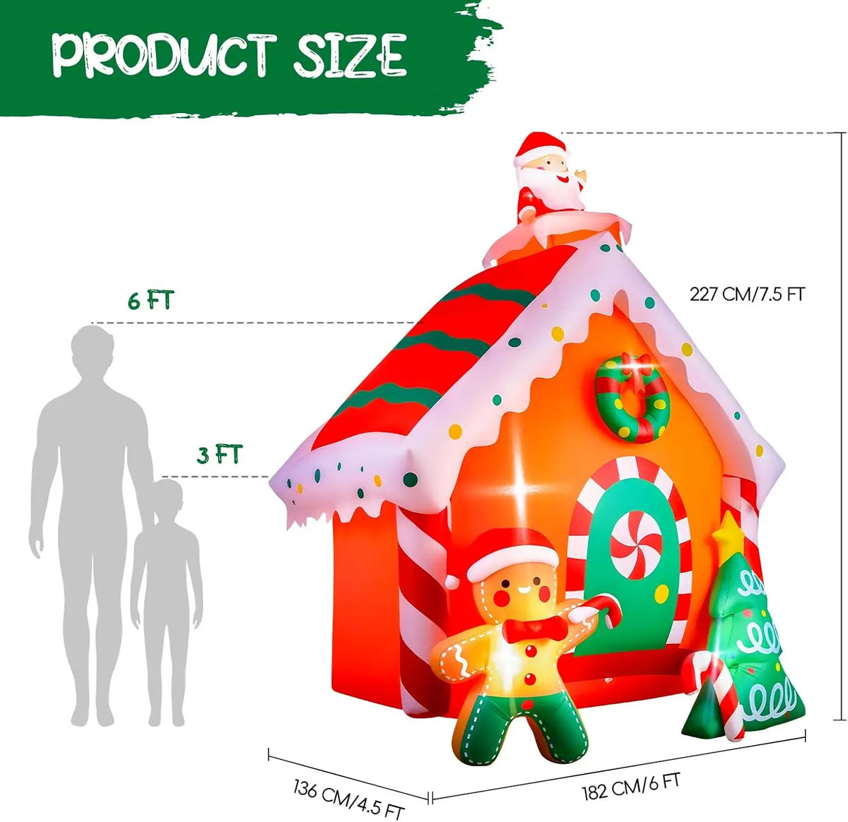 Christmas Inflatable Gingerbread House With Led Garden Lights