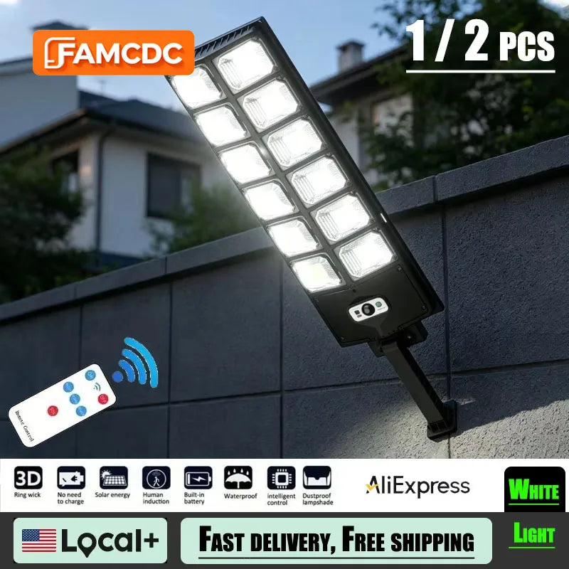 800000LM Solar Lights Outdoor Waterproof LED Flood Lights Motion Sensor with Remote 10000LM 3 Modes Street Lamp for Yard Garden Path