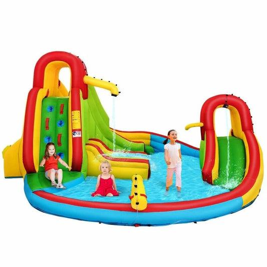 Inflatable Water Slide Bounce House with Climbing Wall and Pool Without Blower