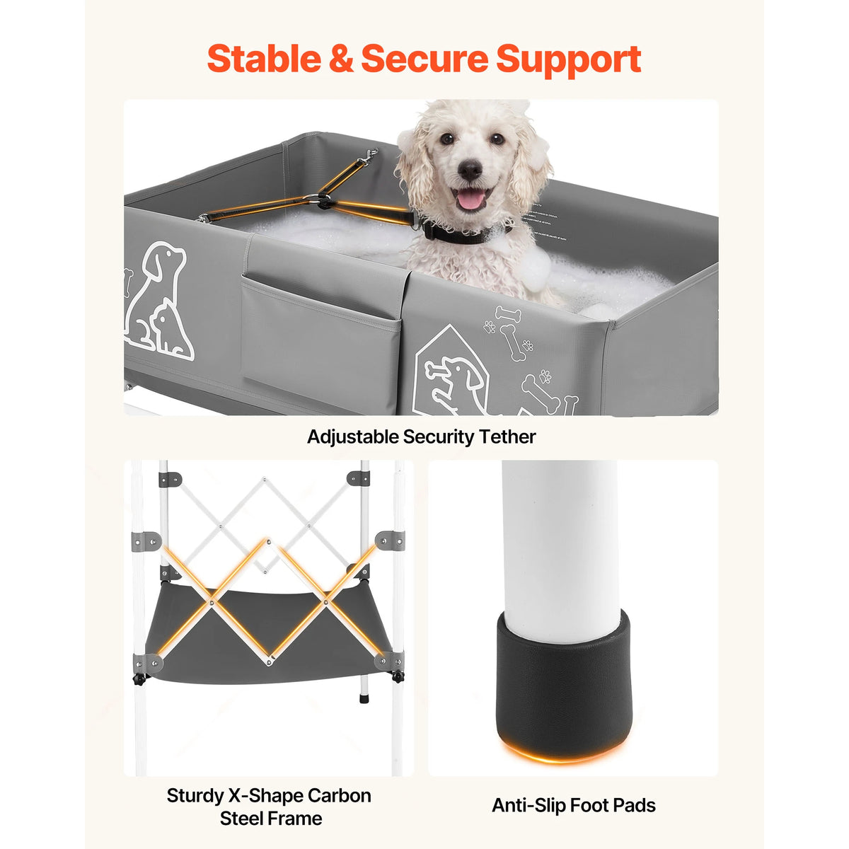 SucceBuy Elevated Dog Bathtub Foldable With Drain Hose