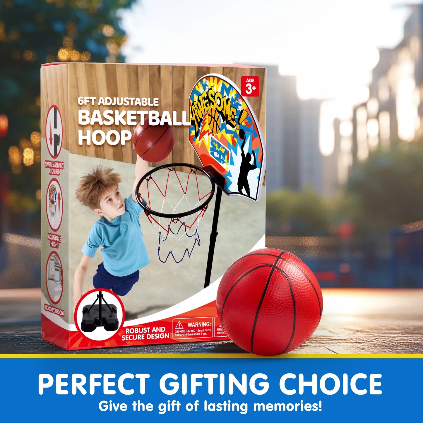 Joyfy Adjustable Kids Basketball Hoop Set For Indoor Outdoor Play