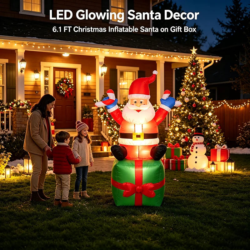 Christmas Inflatable Santa Claus Outdoor Yard Decoration LED Lights