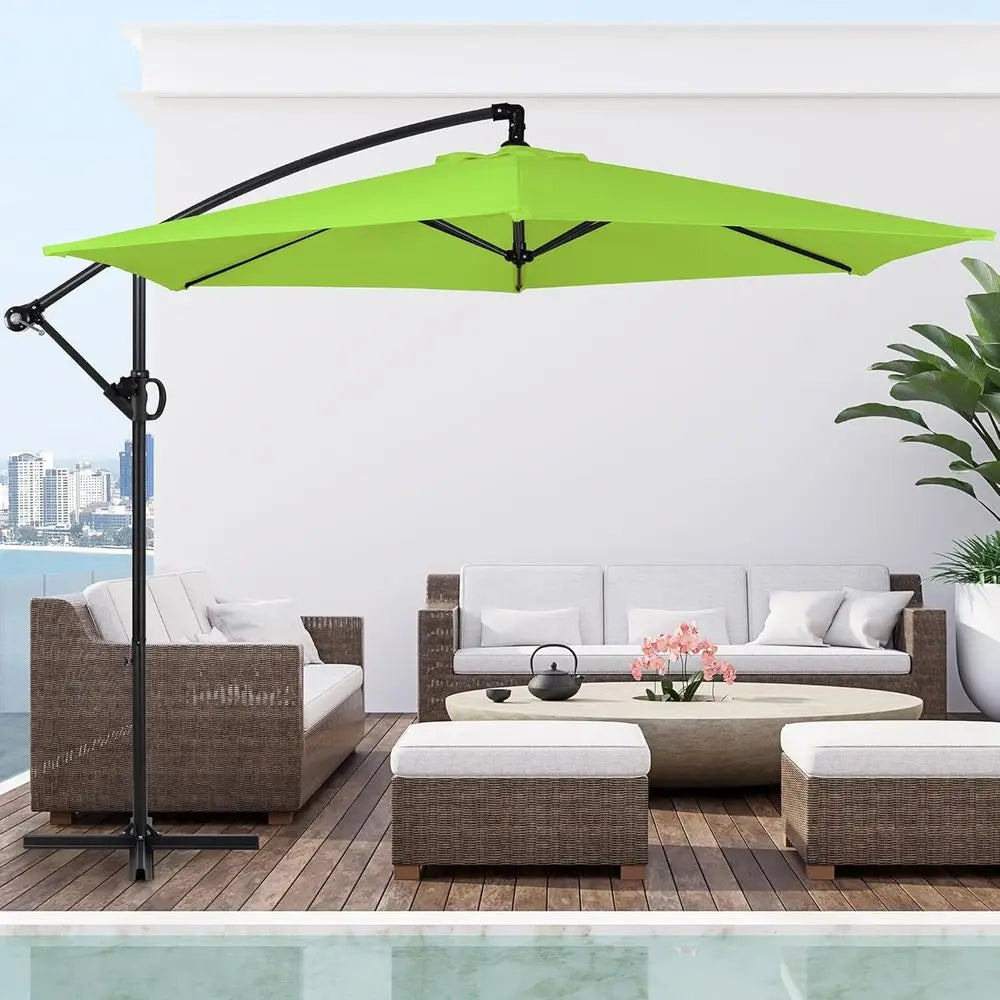 Outdoor Patio Umbrella, Hanging Cantilever Market Umbrella with Easy Adjustment, Waterproof for Backyard, Poolside, Lawn, and Ga