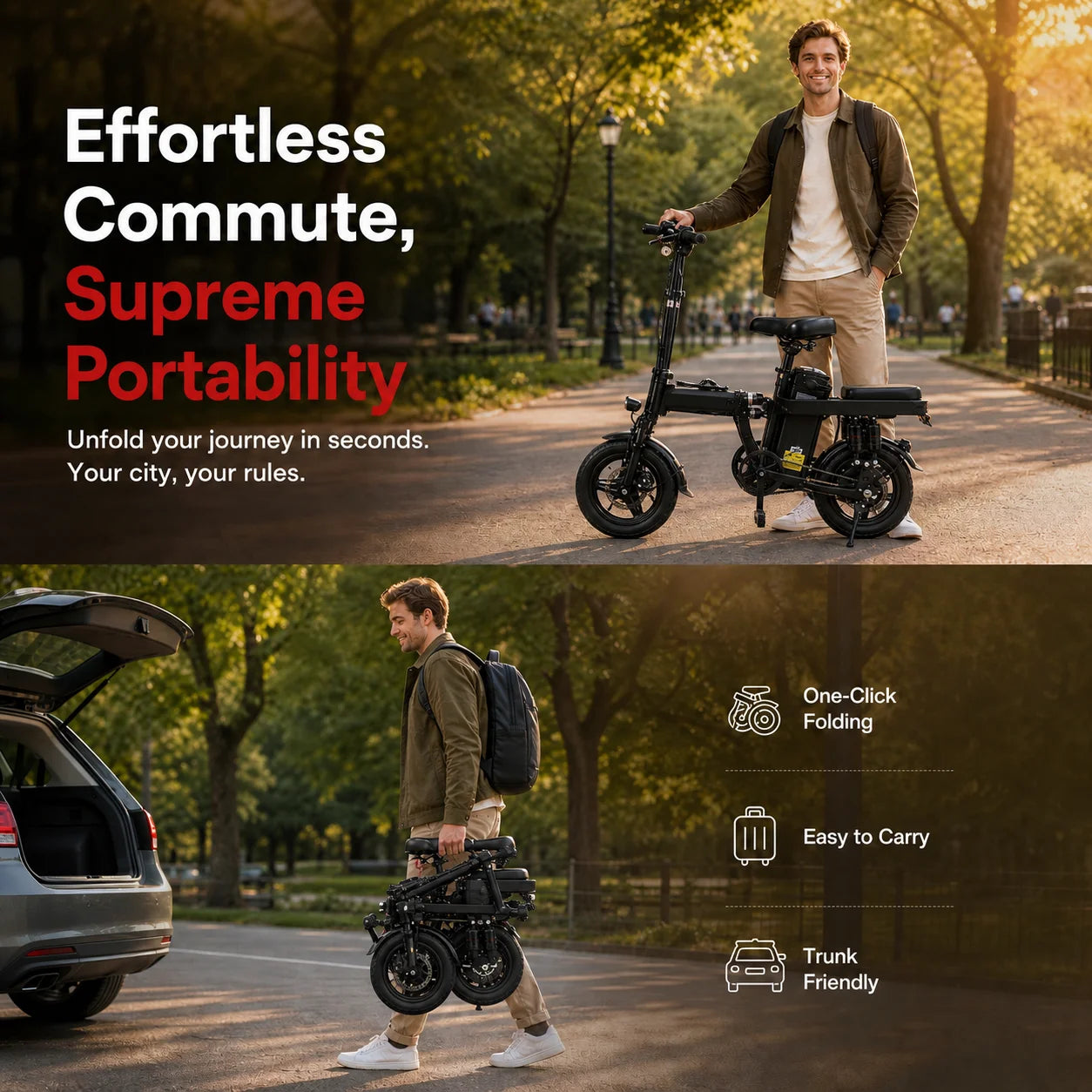 This Adult Folding Electric Bicycle Features a500-watt Motor, a 48-volt 15-amp-hour Battery, 14-inch Tires, and a Maximum Range