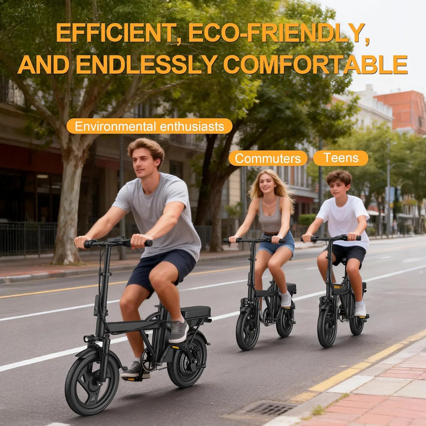 14 inch Foldable Electric Bike for Adults, 500W Motor Ebike, Max 22MPH Speed, 30 Miles Long Range, Dual Brake System, 265lbs Load Capacity Portable MINI Electric Bicycle for City Commuting