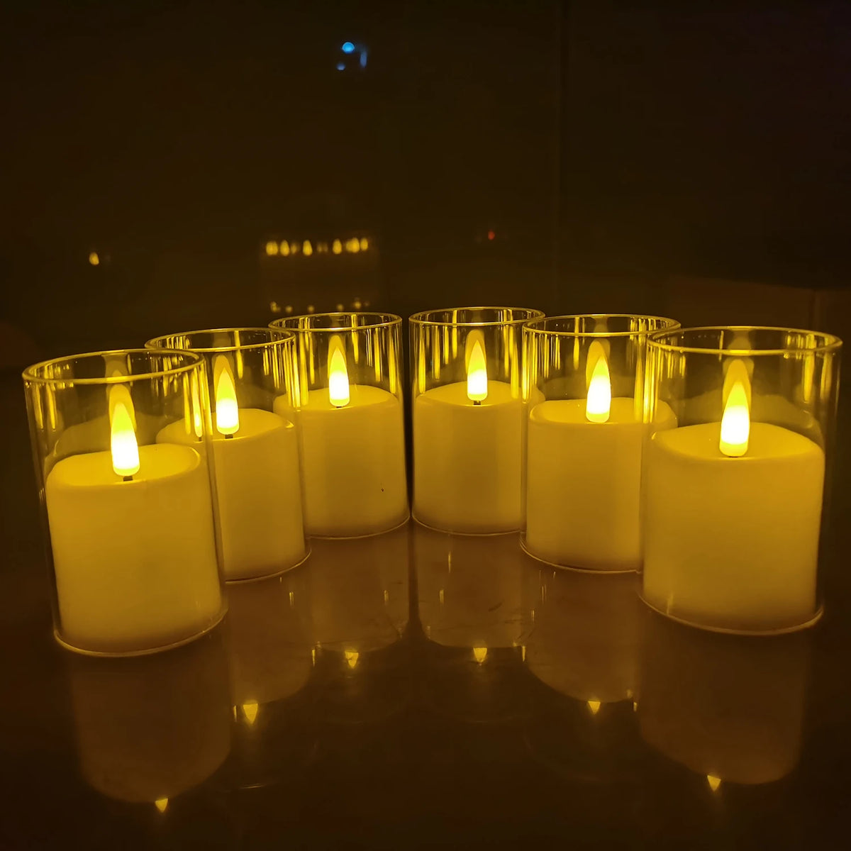 6pcs Flameless Led Electronic Candles Acrylic Glass Christmas Birthday Wedding Atmosphere Decoration Candle Lights