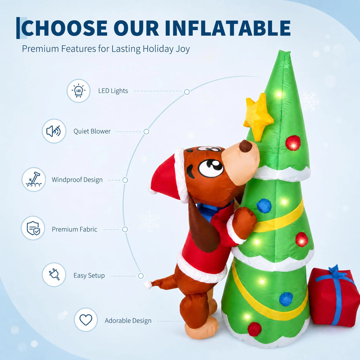 Inflatable Outdoor Christmas Tree With Led Lights For Yard Decor