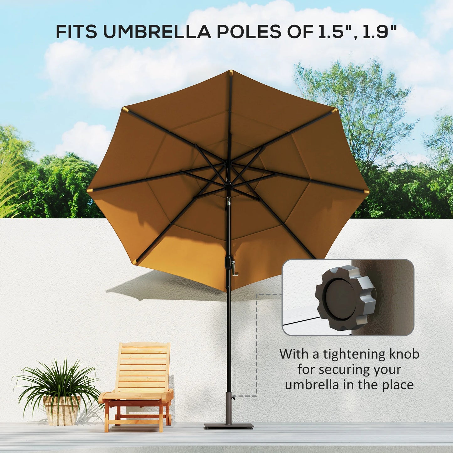 Square Patio Umbrella Base, 29 Lbs Metal Umbrella Stand, Brown