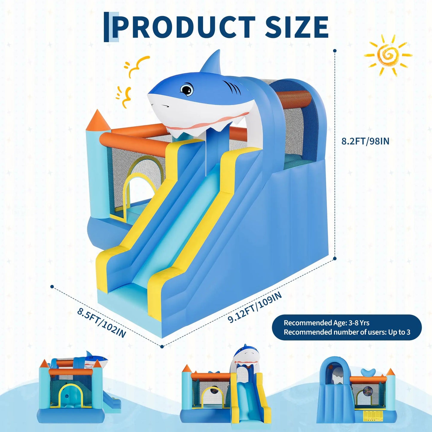 HiMISS Inflatable Bounce House With Slide And Blower