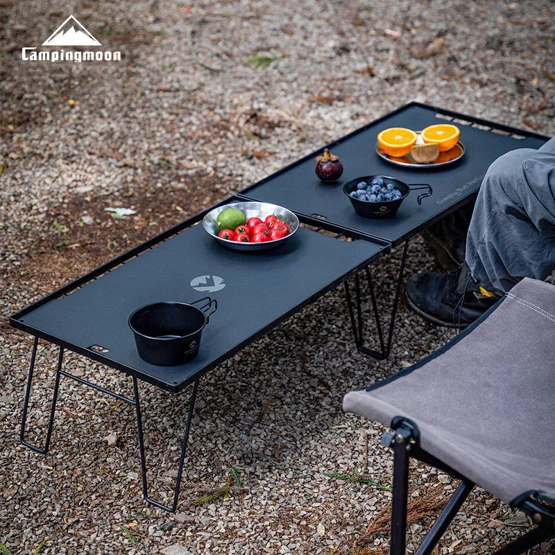 CAMPINGMOON T-230 Outdoor Simple Field Rack Folding Table Iron Multi functional Outdoor Camping Picnic Table Barbecue Table Can be Multi layer Paired