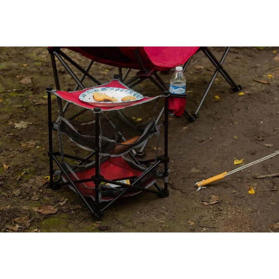 3 Shelf Camping Table Red 14"L x 14"W x 18"H
